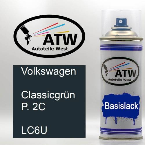 Volkswagen, Classicgrün P. 2C, LC6U: 400ml Sprühdose, von ATW Autoteile West.